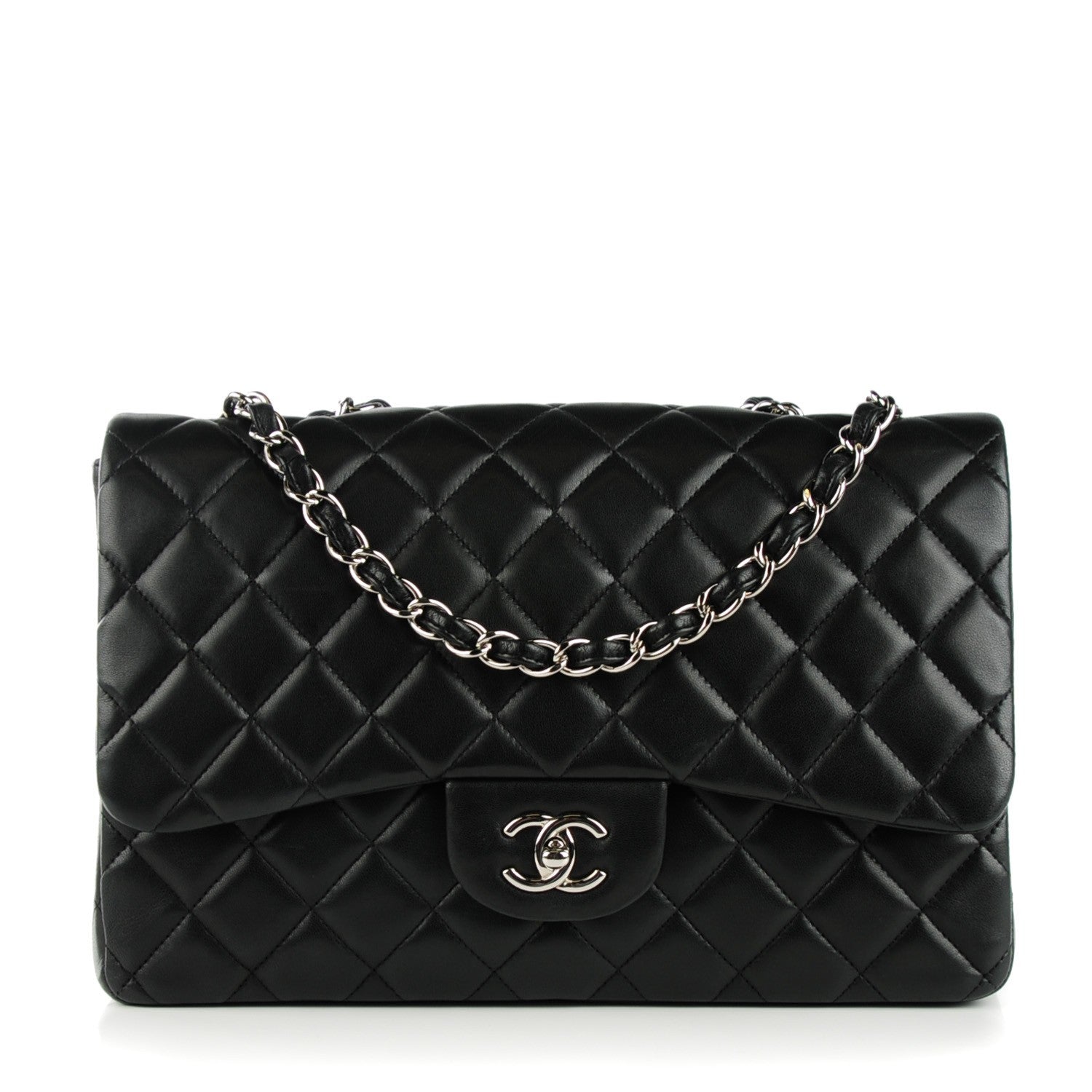 Chanel Lambskin Quilted Jumbo Single Flap Black 1 of 9