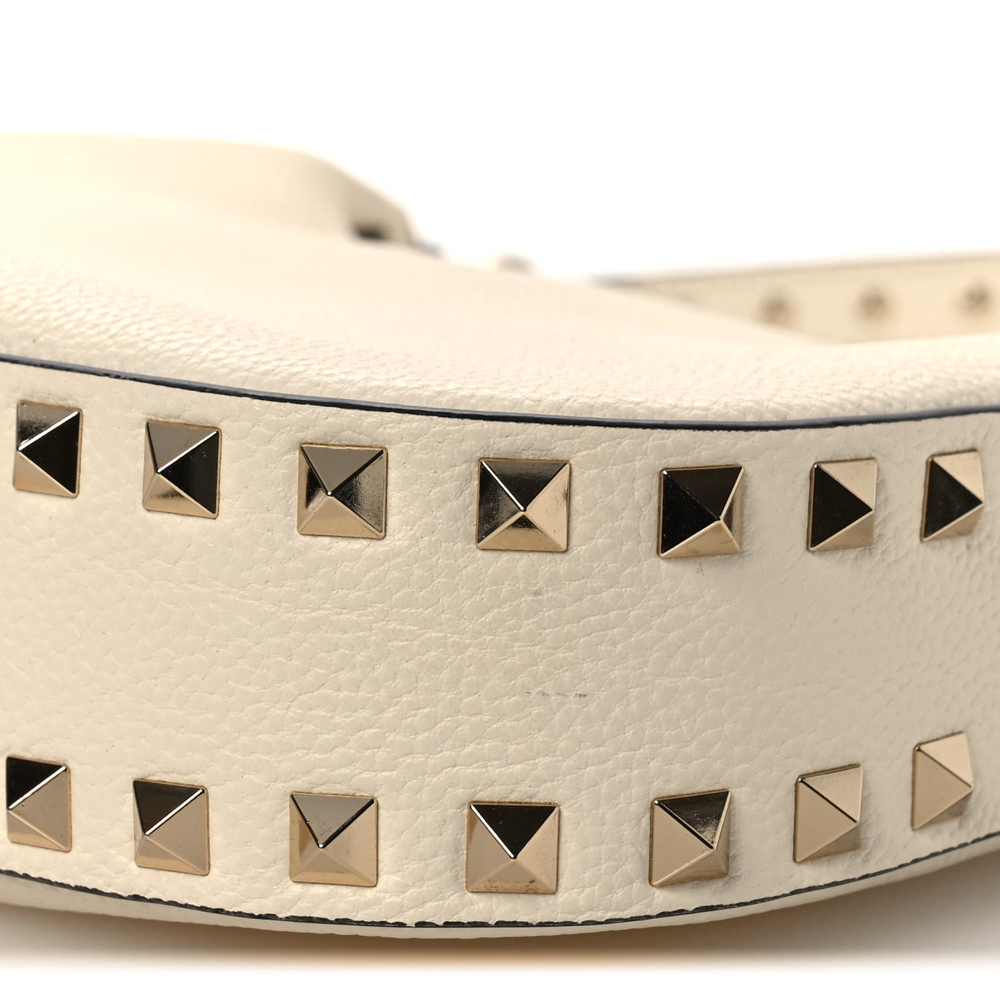 Grainy Calfskin Small Rockstud Hobo Ivory
