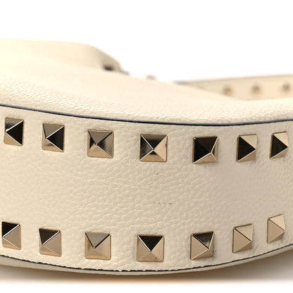 Valentino Garavani Grainy Calfskin Small Rockstud Hobo Ivory 9 of 9