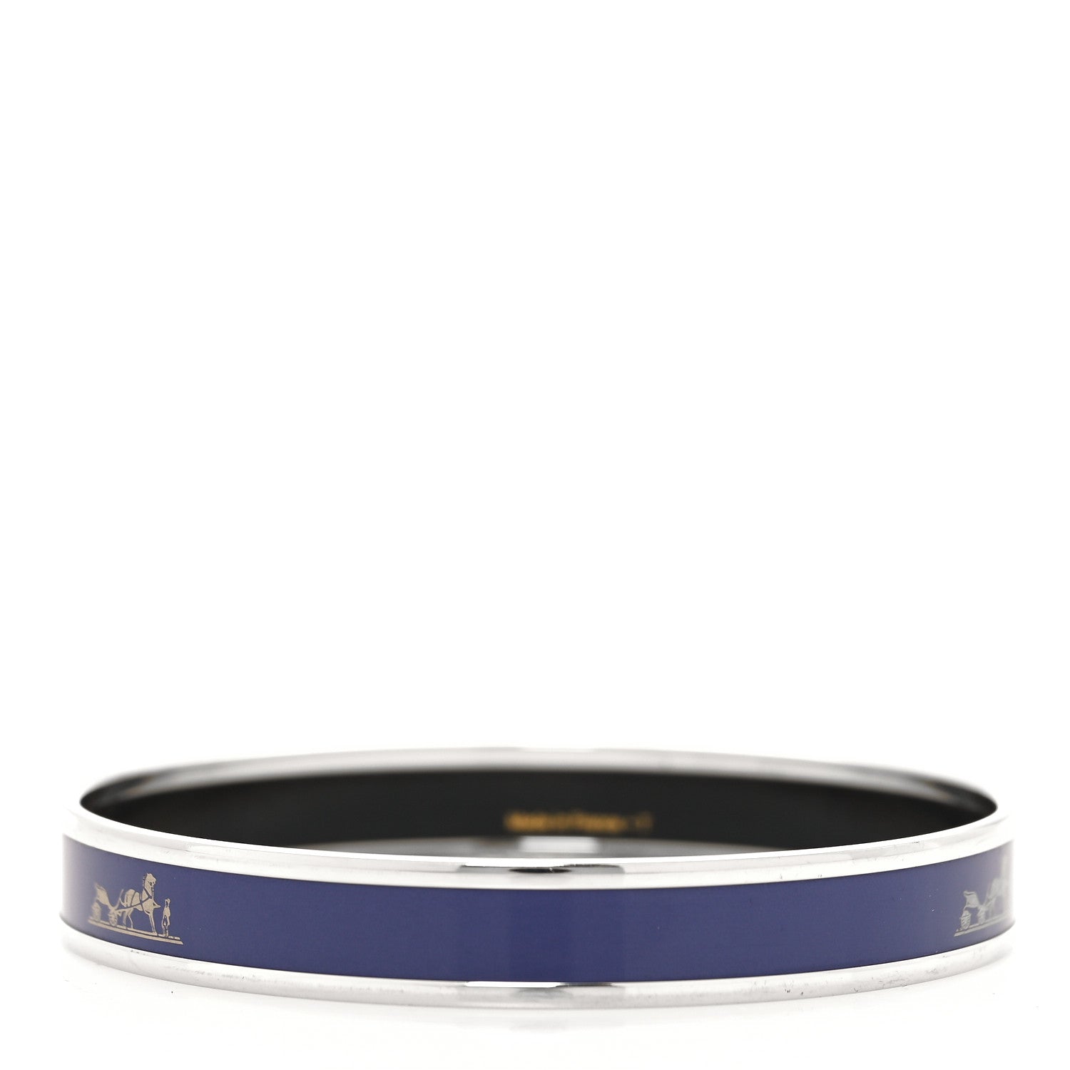 Hermes Enamel Printed Narrow Caleche Bracelet 70 Ultramarine 3 of 6