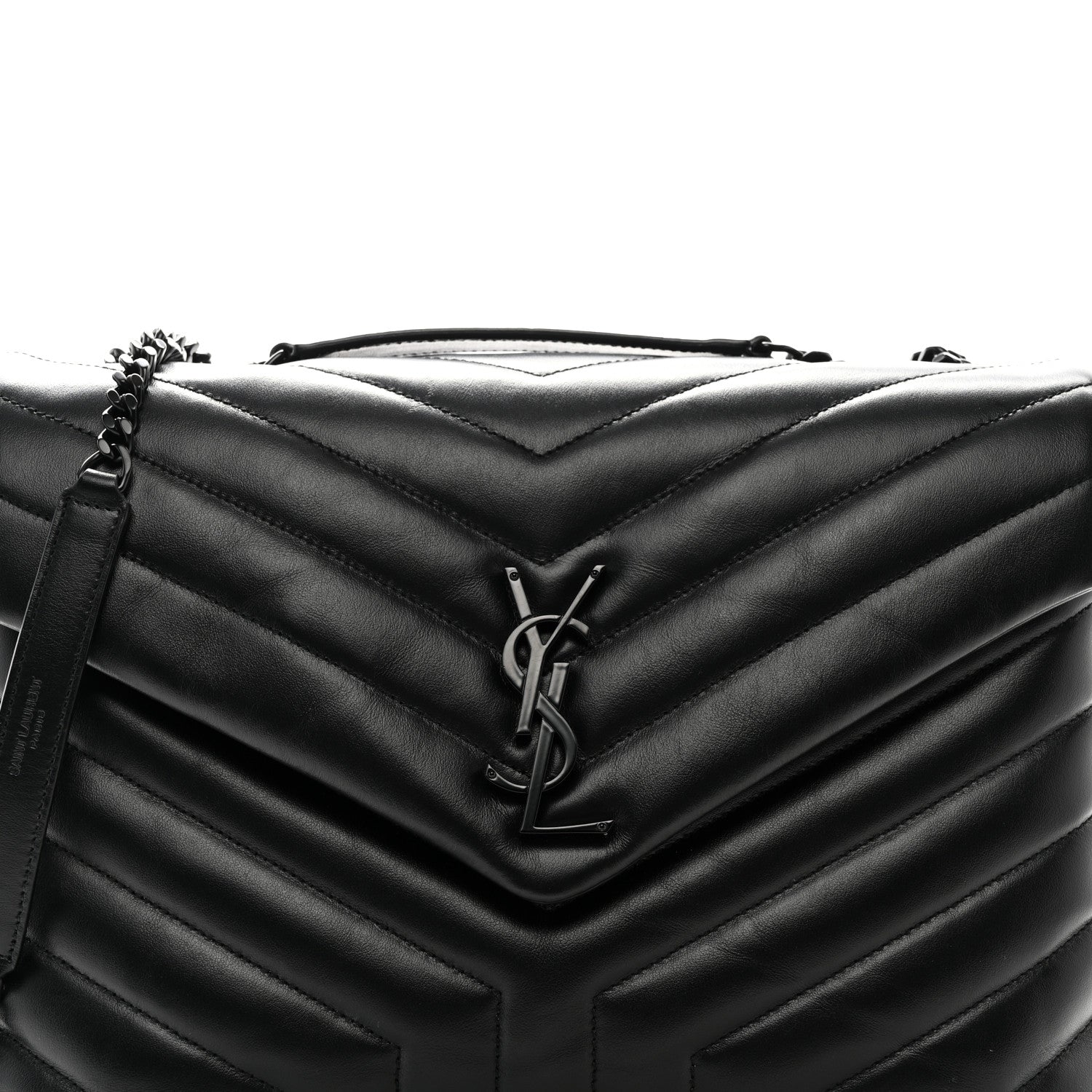 Saint Laurent Calfskin Y Quilted Monogram Monochrome Medium Loulou Chain Satchel Black 9 of 11