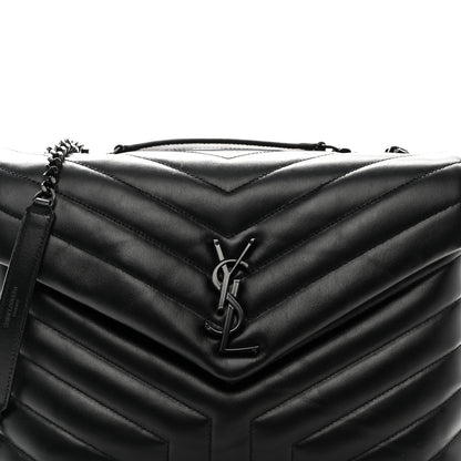 Saint Laurent Calfskin Y Quilted Monogram Monochrome Medium Loulou Chain Satchel Black 9 of 11