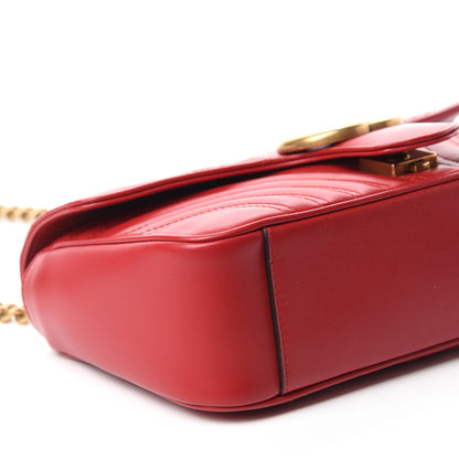 Gucci Calfskin Matelasse Small GG Marmont Shoulder Bag Hibiscus Red 6 of 10
