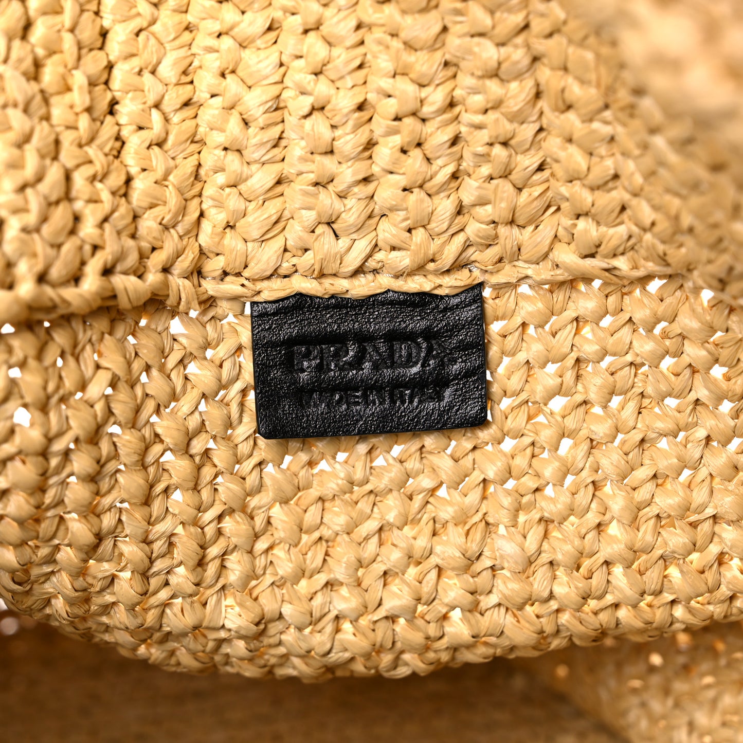 Yarn Raffia Effect Crochet Embroidered Logo Tote Naturale