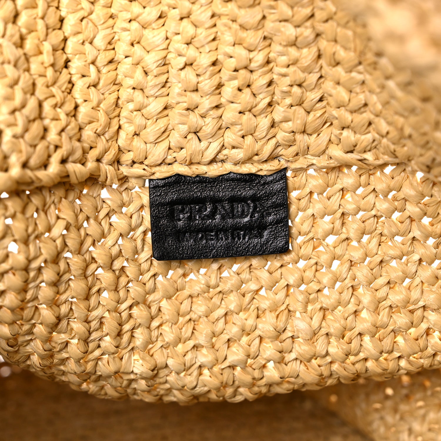 Prada Yarn Raffia Effect Crochet Embroidered Logo Tote Naturale 6 of 15
