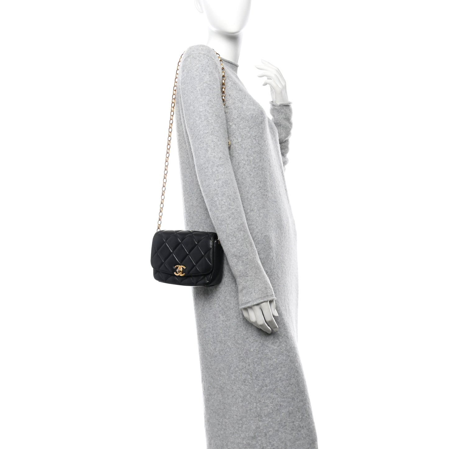 Lambskin Quilted Small CC Coin Flap Bag Black