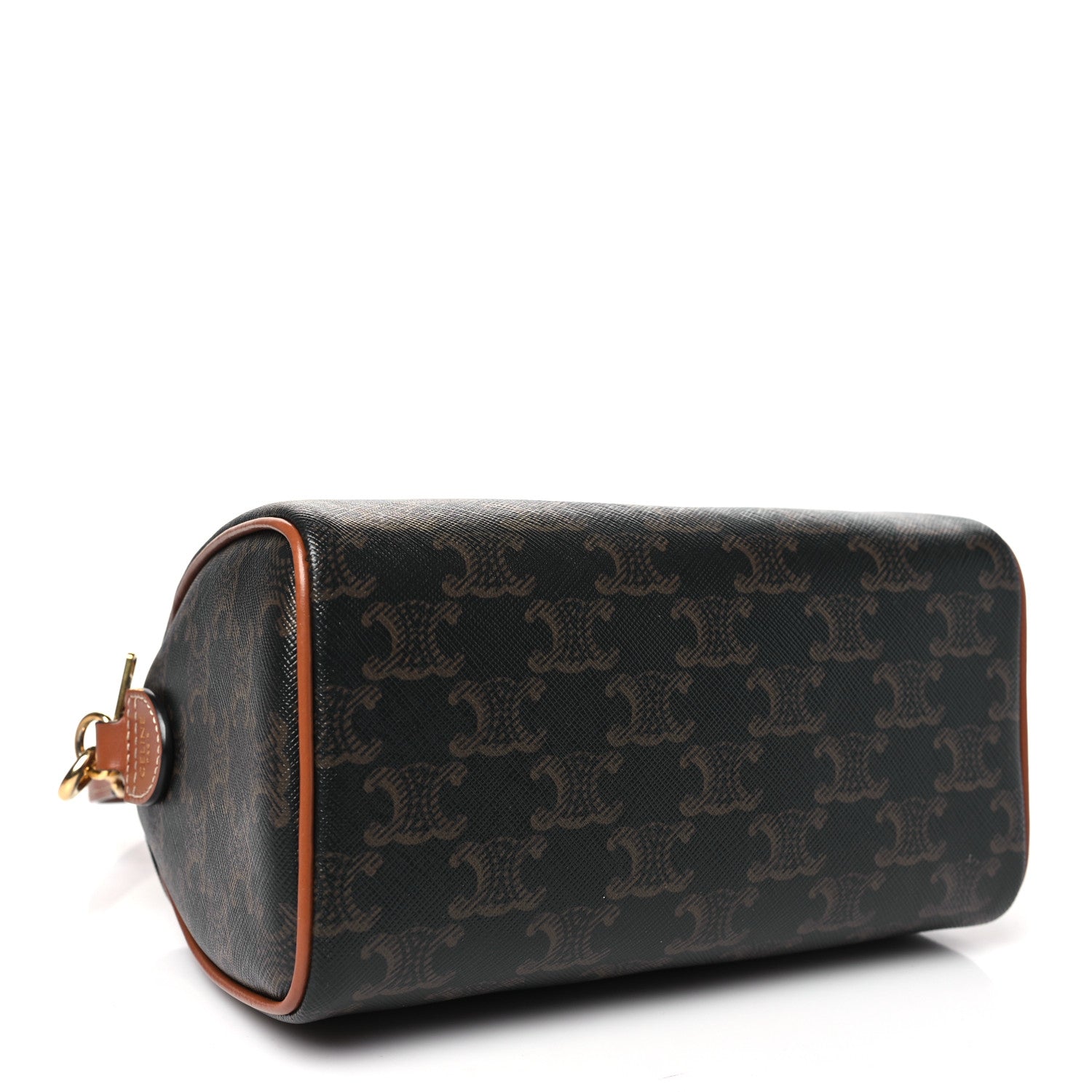 Celine Triomphe Canvas Calfskin Small Boston Bag Tan 4 of 9
