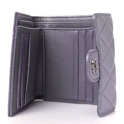 Chanel Iridescent Lambskin Quilted Compact Flap Wallet Purple 5 of 9