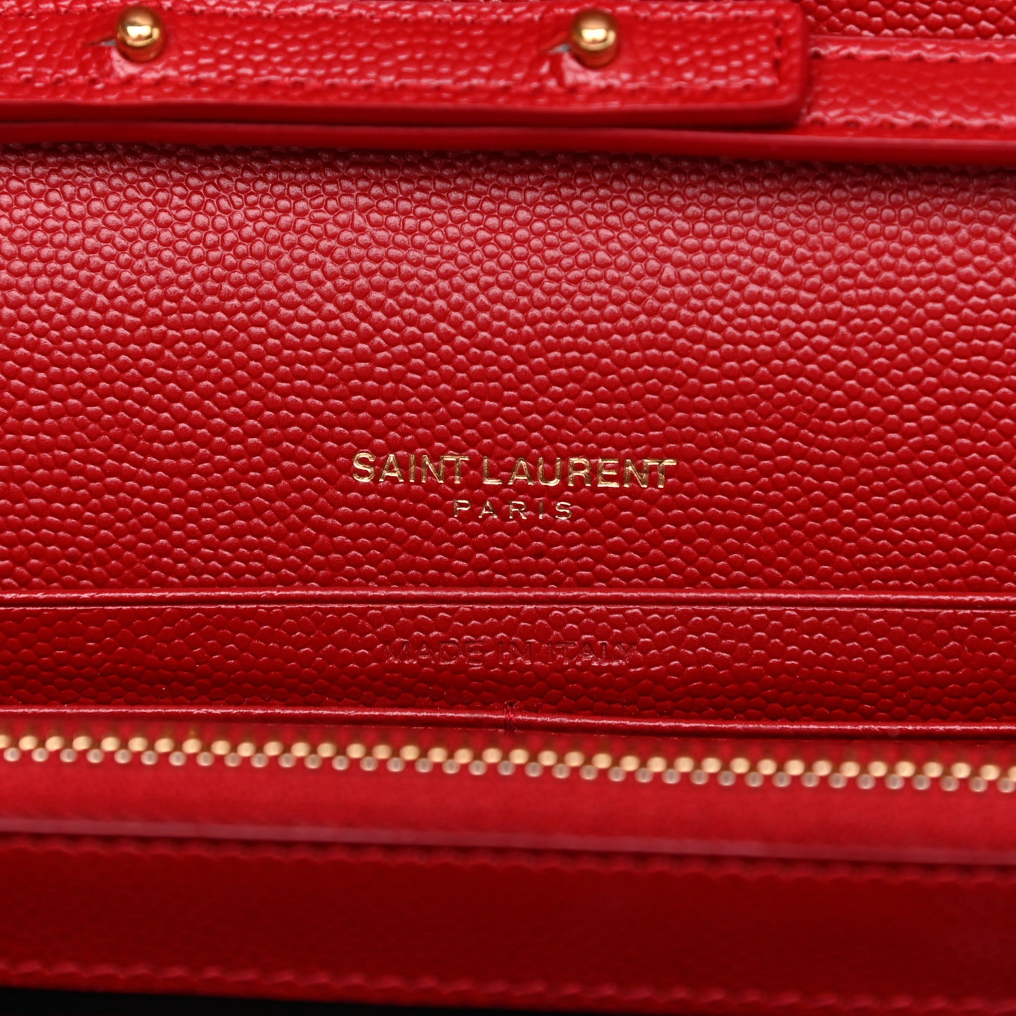 Grain De Poudre Matelasse Chevron Monogram Chain Wallet Red