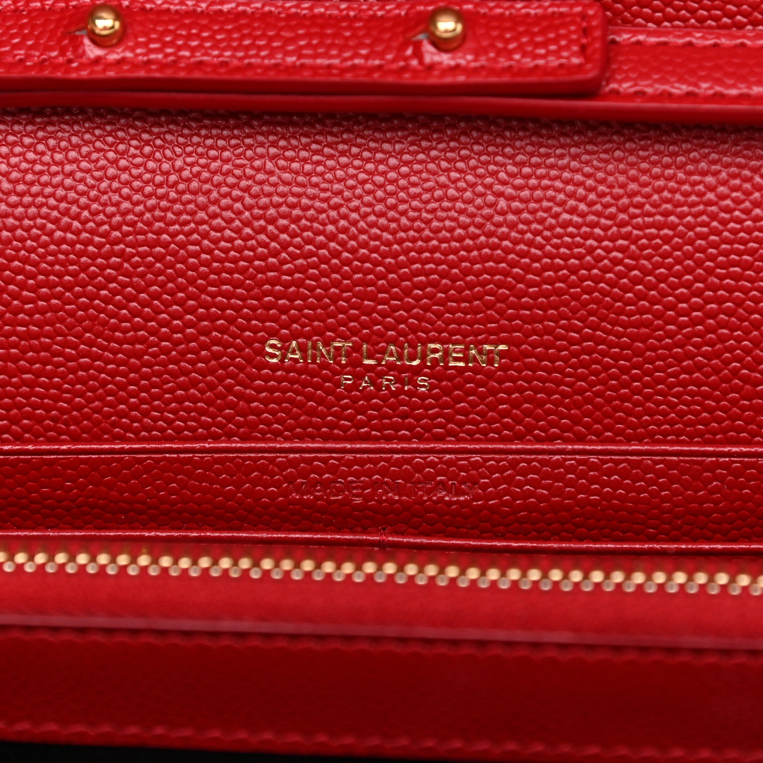Saint Laurent Grain De Poudre Matelasse Chevron Monogram Chain Wallet Red 5 of 12