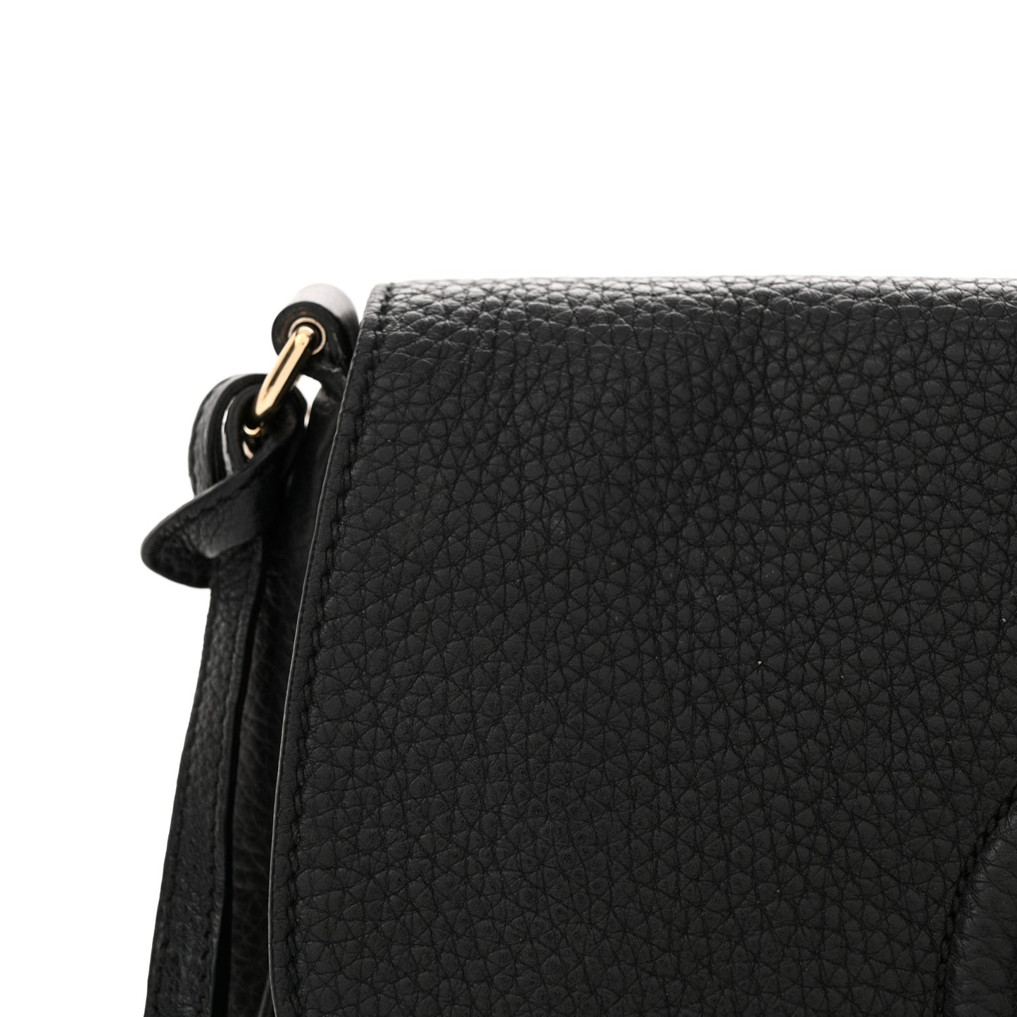 Pebbled Calfskin Medium Soho Flap Crossbody Black