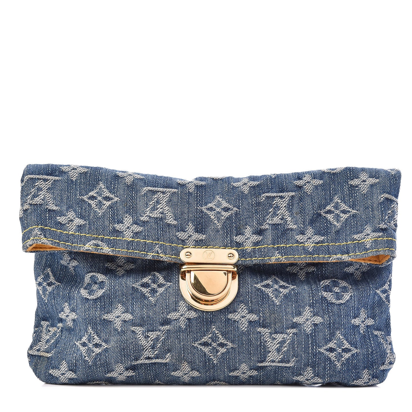 Monogram Denim Pochette Plat Clutch Blue