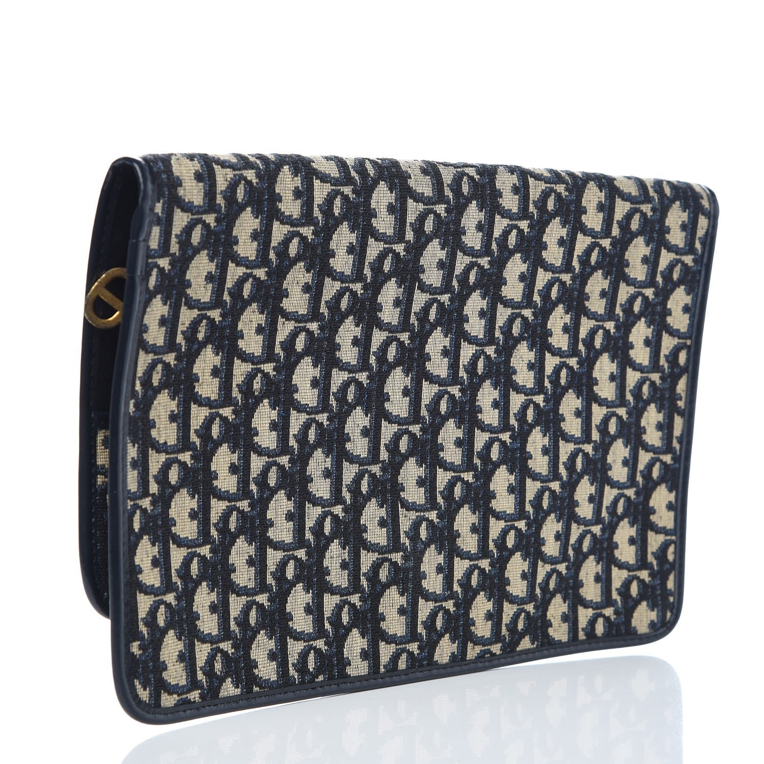 Christian Dior Monogram Flap Clutch Navy Blue 2 of 9