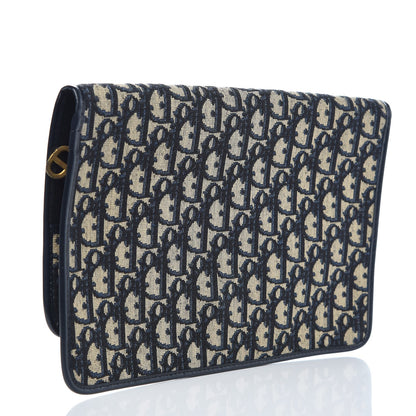 Christian Dior Monogram Flap Clutch Navy Blue 2 of 9