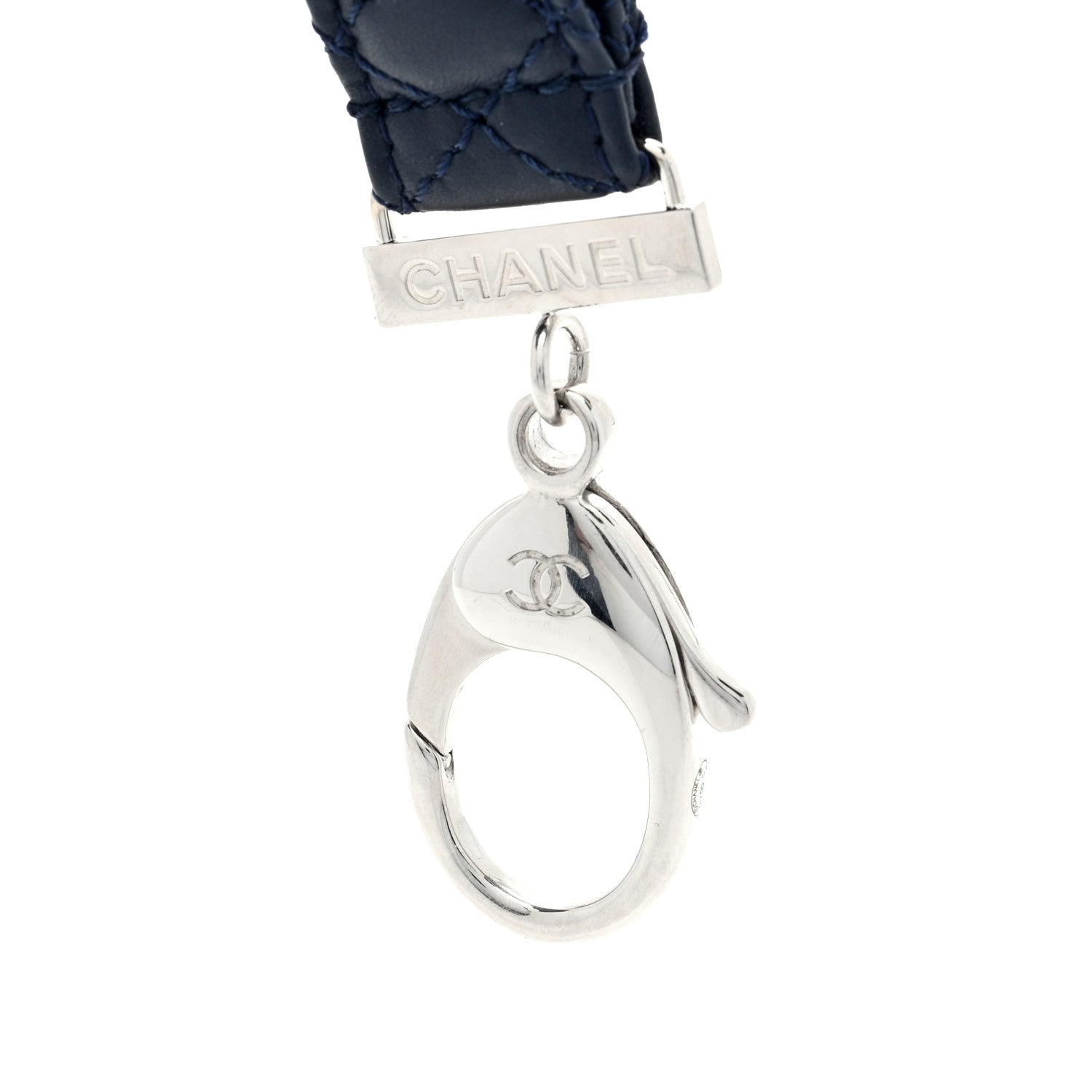 Chanel Lambskin Quilted Lanyard Key Holder Necklace Navy 3 of 3