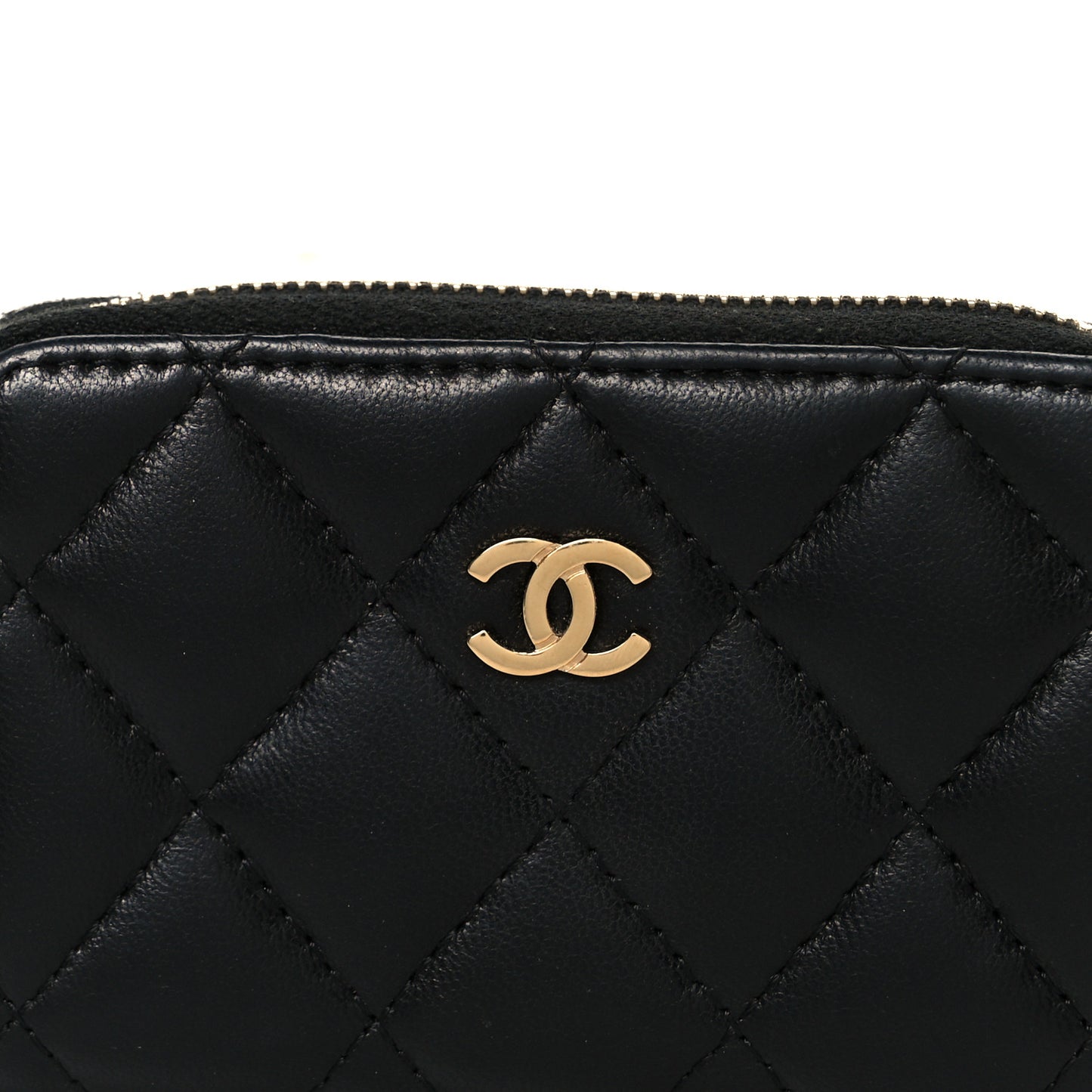 Lambskin Quilted Zip Coin Purse Black