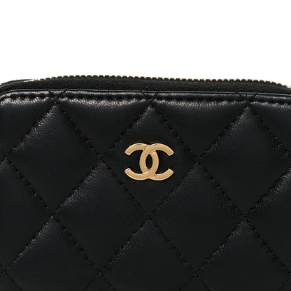 Chanel Lambskin Quilted Zip Coin Purse Black 8 of 8