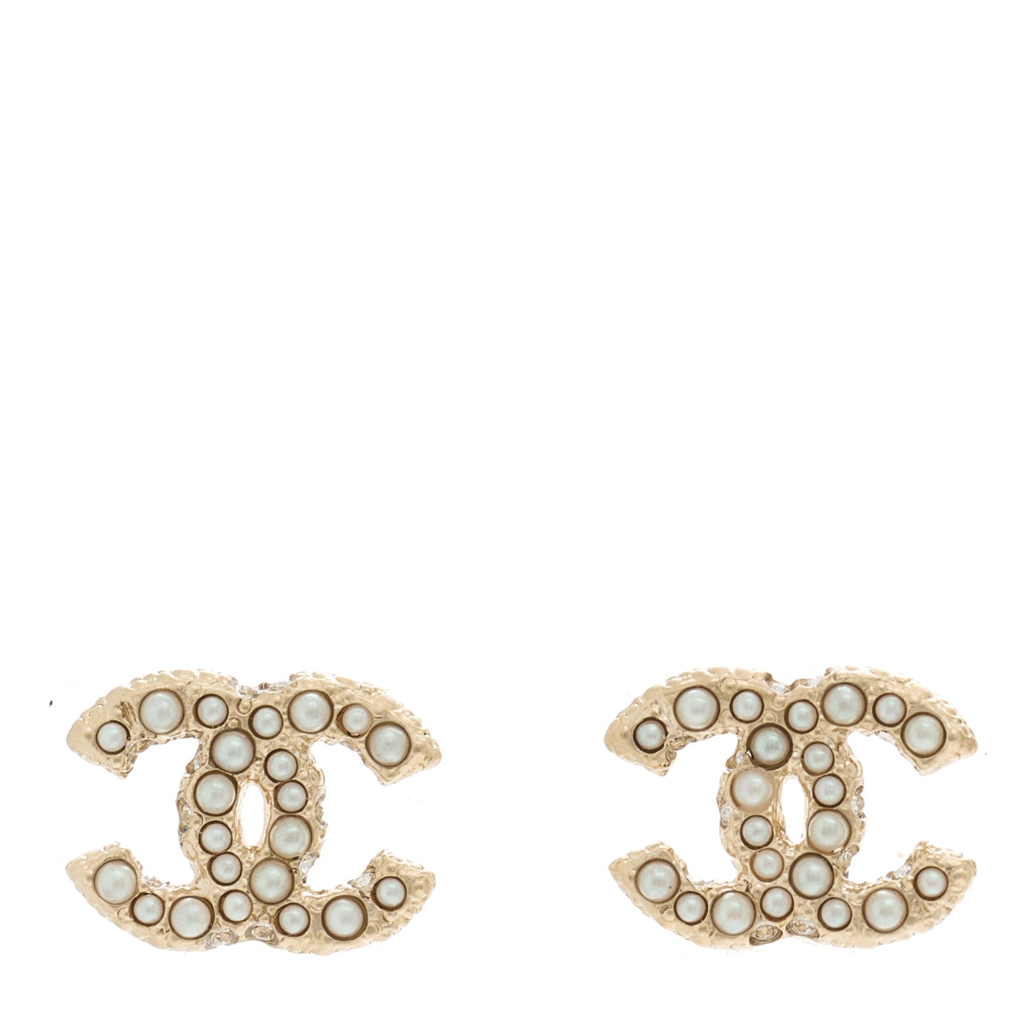 Pearl Crystal CC Earrings Light Gold