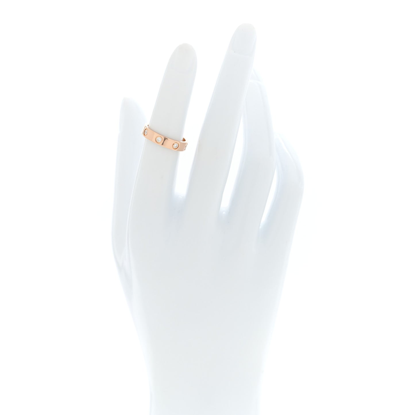 18K Pink Gold 8 Diamond 4mm LOVE Wedding Band Ring 49 5