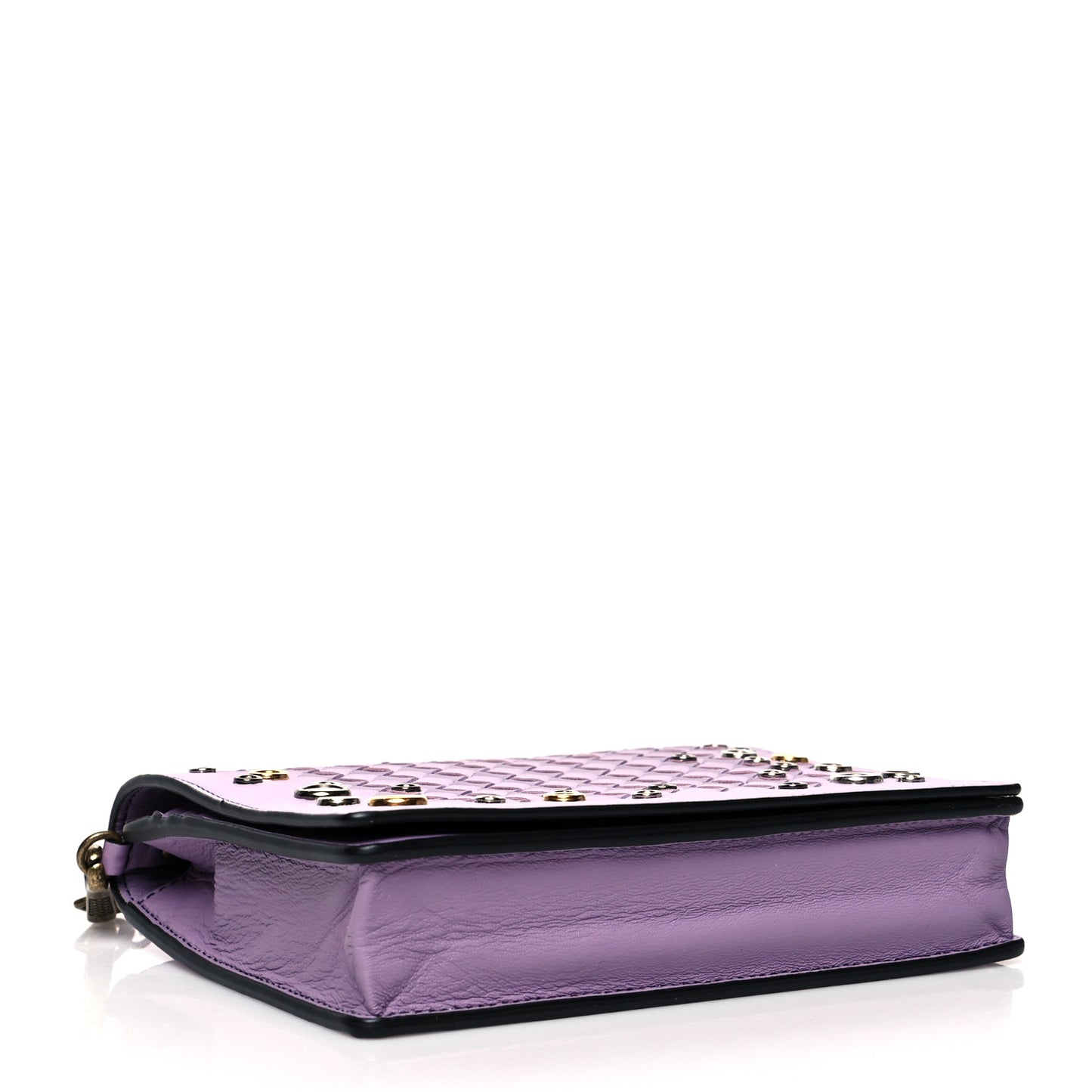 Nappa Intrecciato Studded Embellished Chain Wallet Purple