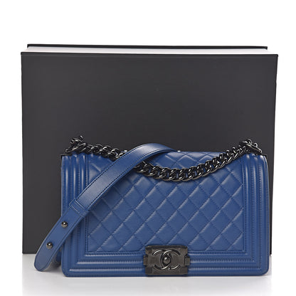 Chanel Calfskin Quilted Medium Boy Flap Blue 12 of 12