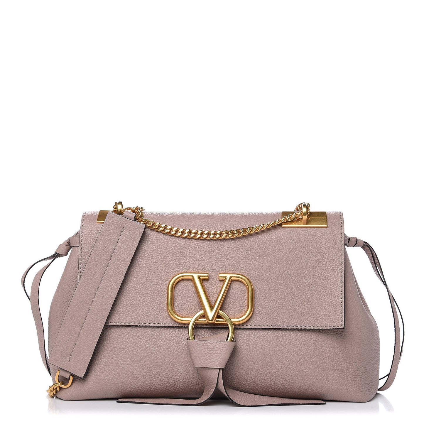 Grainy Calfskin VRing Chain Crossbody Bag Poudre
