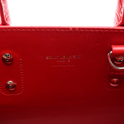Saint Laurent Calfskin Crocodile Embossed Nano Sac De Jour Red 6 of 12