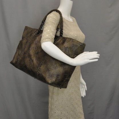 Bottega Veneta Woven Python Large Tote Cigar 2 of 10