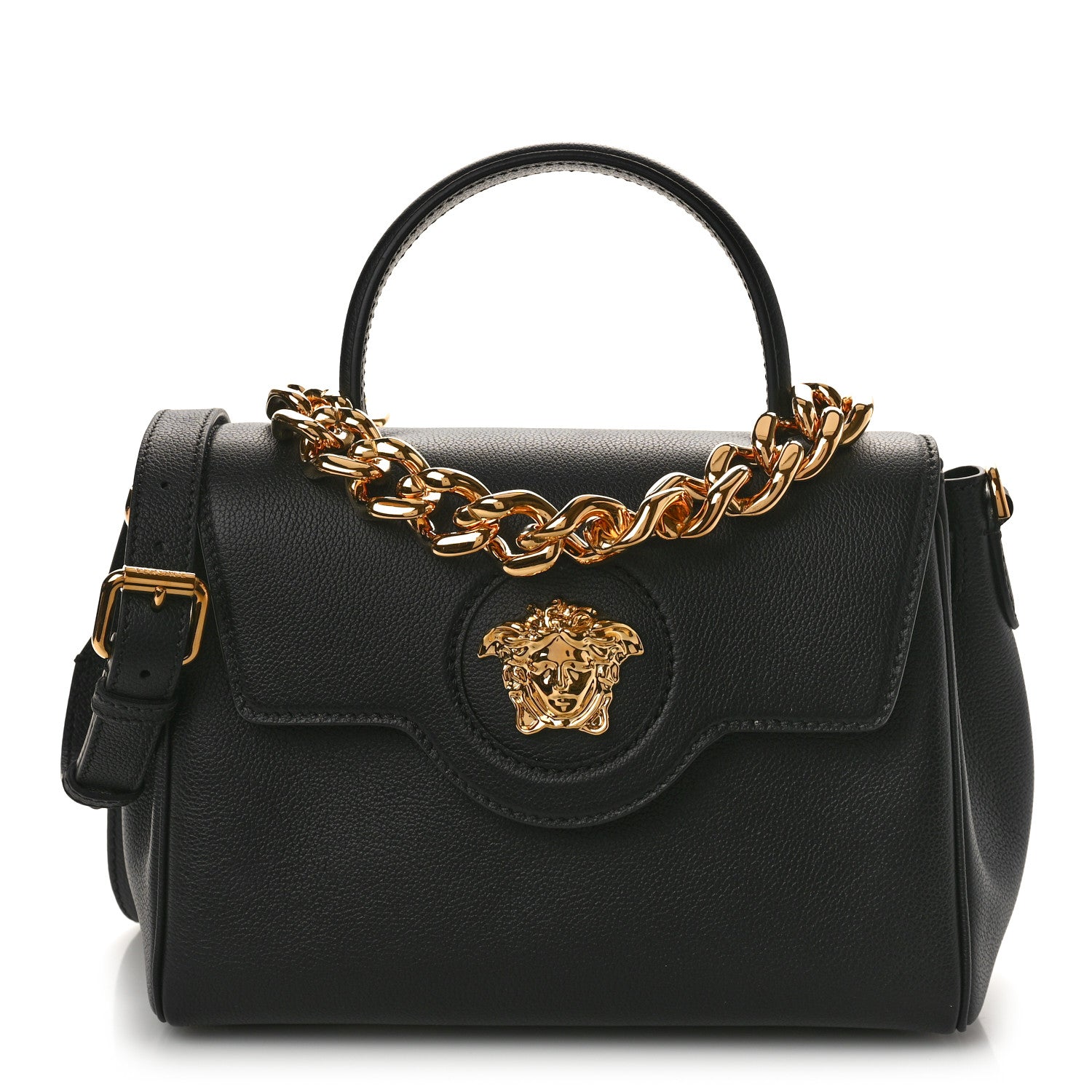Versace Grained Calfskin La Medusa Top Handle Bag Black 1 of 9