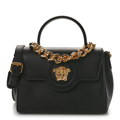 Versace Grained Calfskin La Medusa Top Handle Bag Black 1 of 9