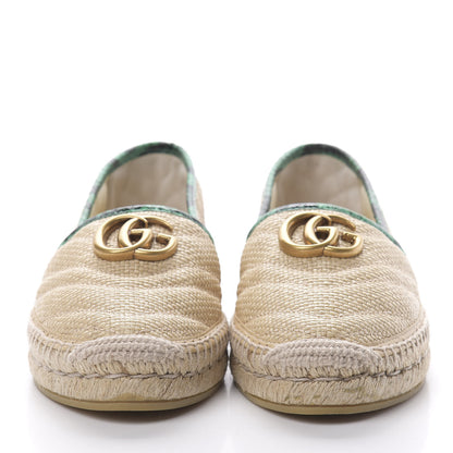 Gucci Straw Elaphe Matelasse GG Marmont Espadrilles 37.5 Natural New Shamarock 2 of 10