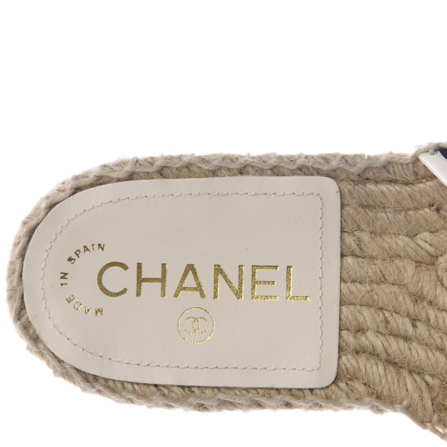Lambskin Chain Espadrille Slip On Sandals 36 Black White