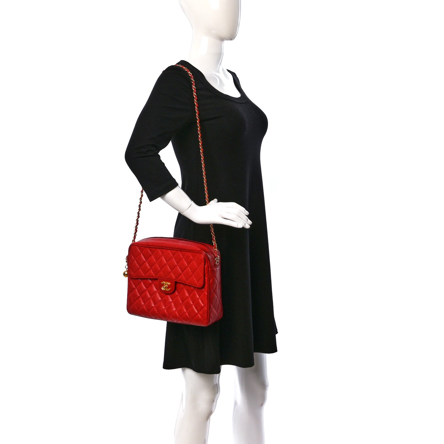 Caviar Quilted Camera Case Red
