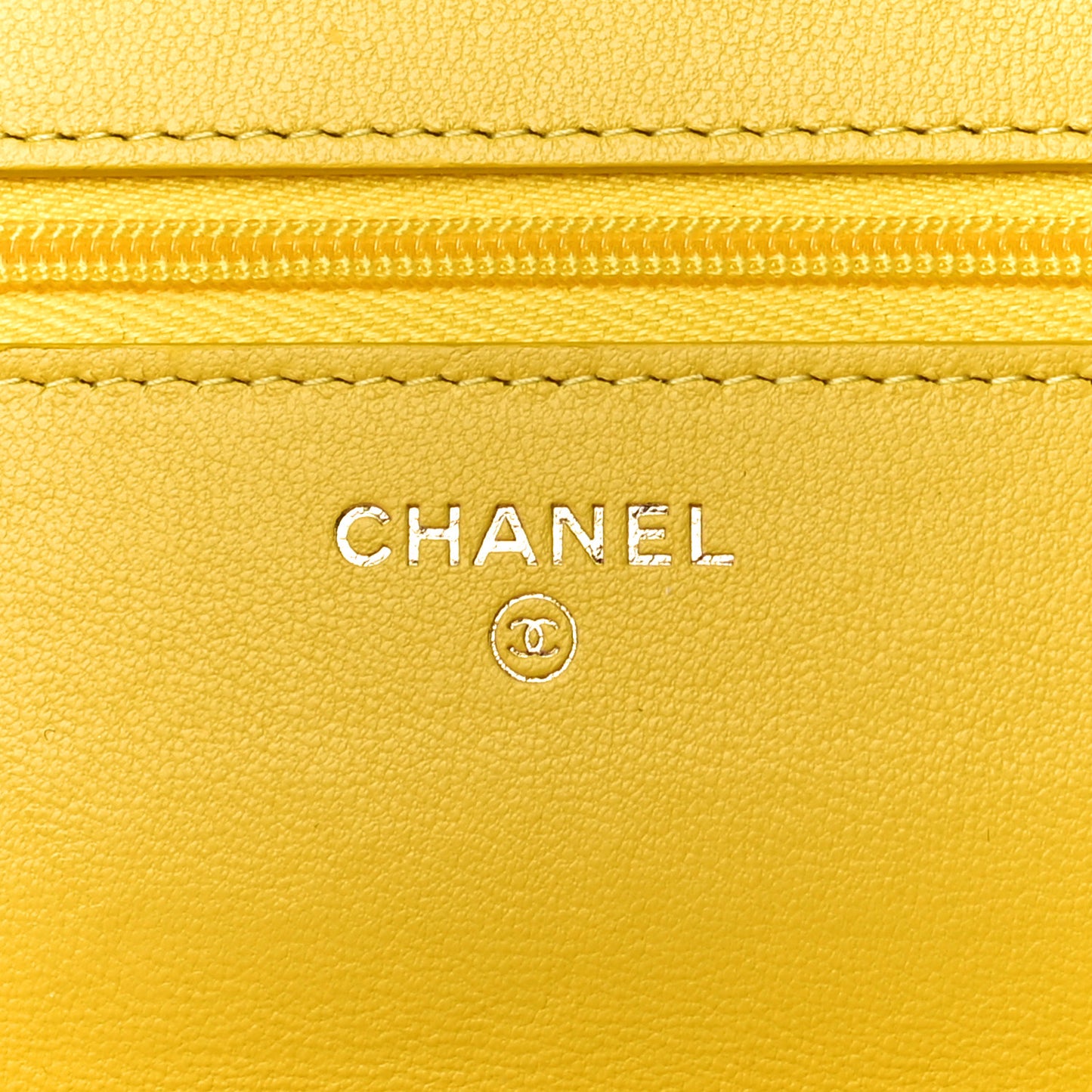 Lambskin Resin Quilted Wallet On Chain WOC Yellow