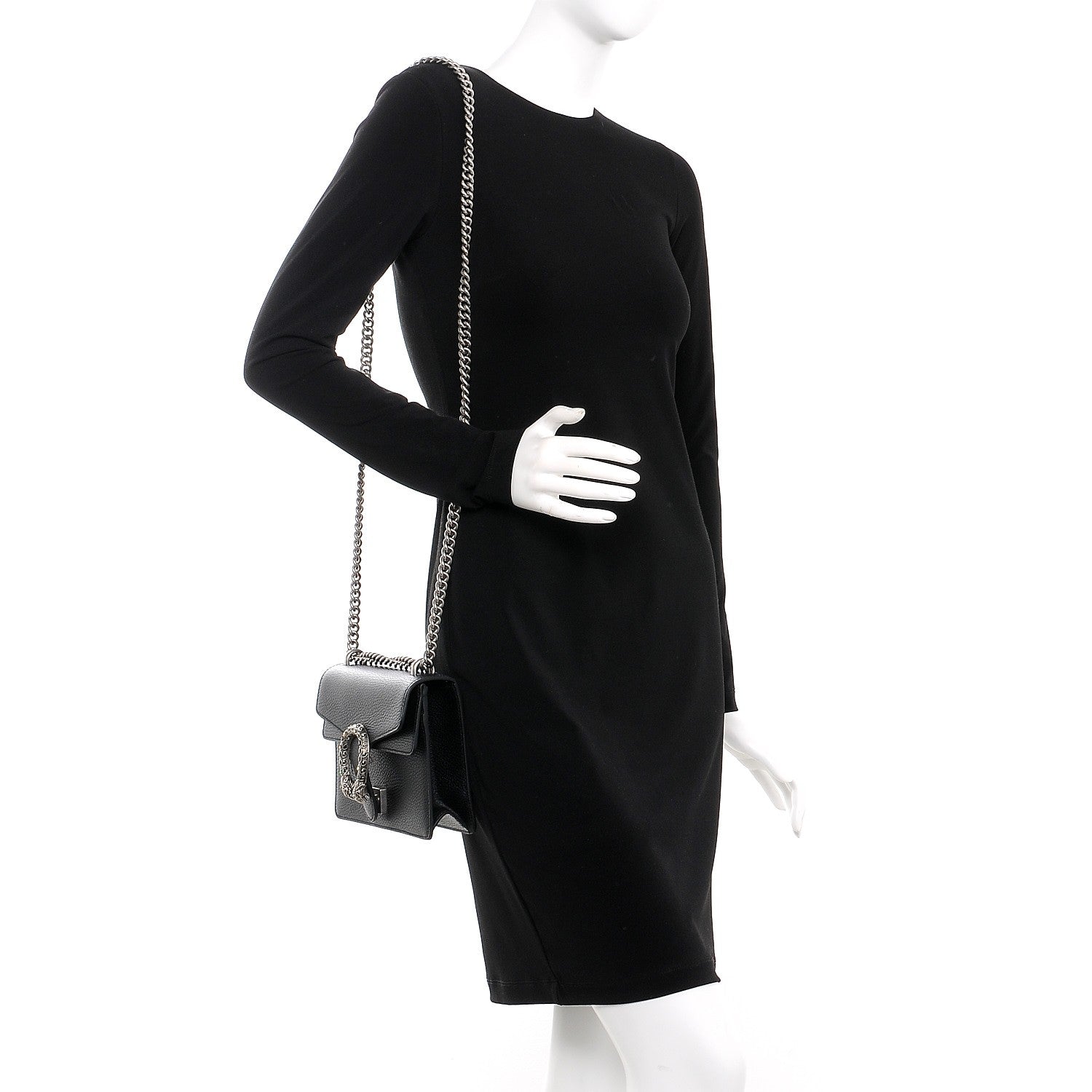 Gucci Calfskin Mini Dionysus Shoulder Bag Black 2 of 8