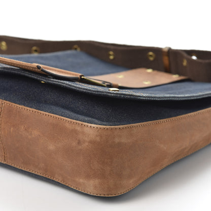 Christian Dior Denim Calfskin Street Chic Messenger Blue Brown 6 of 9