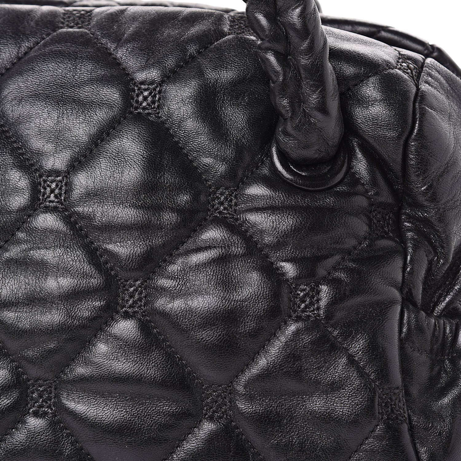 Chanel Lambskin Quilted Hidden Chain Bowler Black 13 of 14