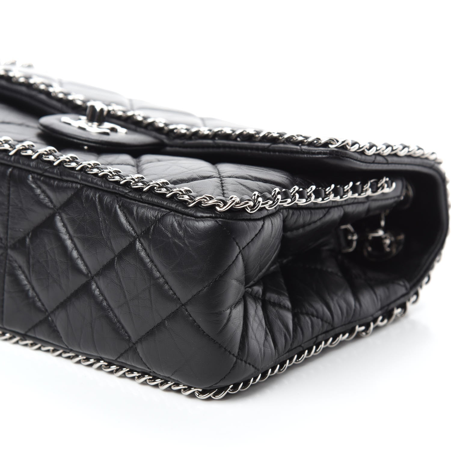 Chanel Crumpled Calfskin Medium Chain All Over Flap Black 7 of 11