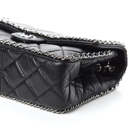 Chanel Crumpled Calfskin Medium Chain All Over Flap Black 7 of 11