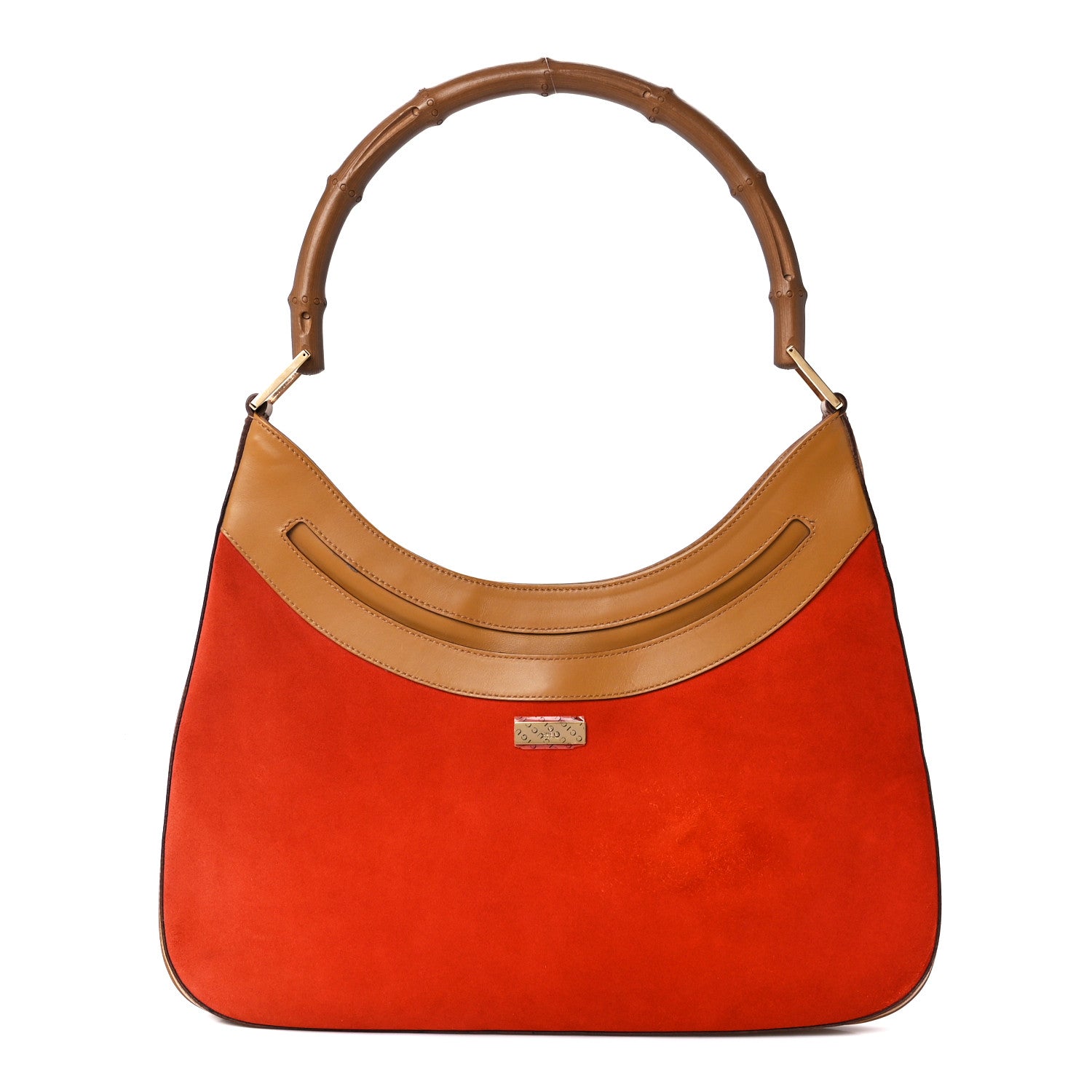 Gucci Suede Calfskin Bamboo Handle Jackie O Hobo Orange 1 of 13