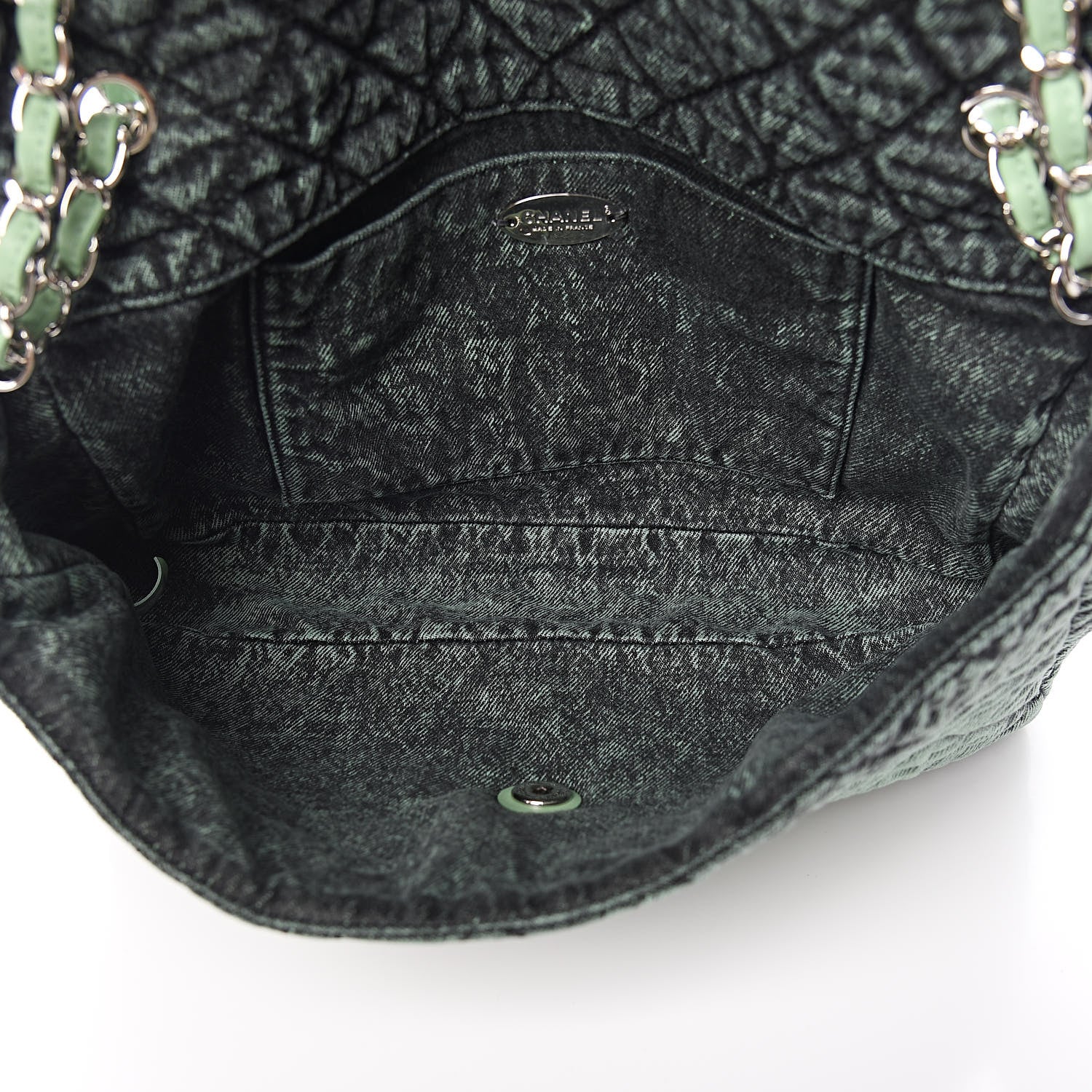 Chanel Denim Quilted Denimpression Flap Green Black 5 of 11