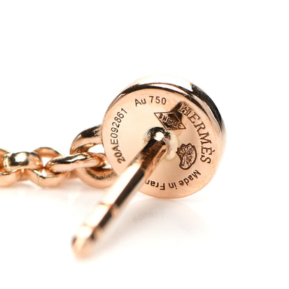 Hermes 18K Rose Gold Diamond Kelly Clochette Drop Earrings 5 of 6