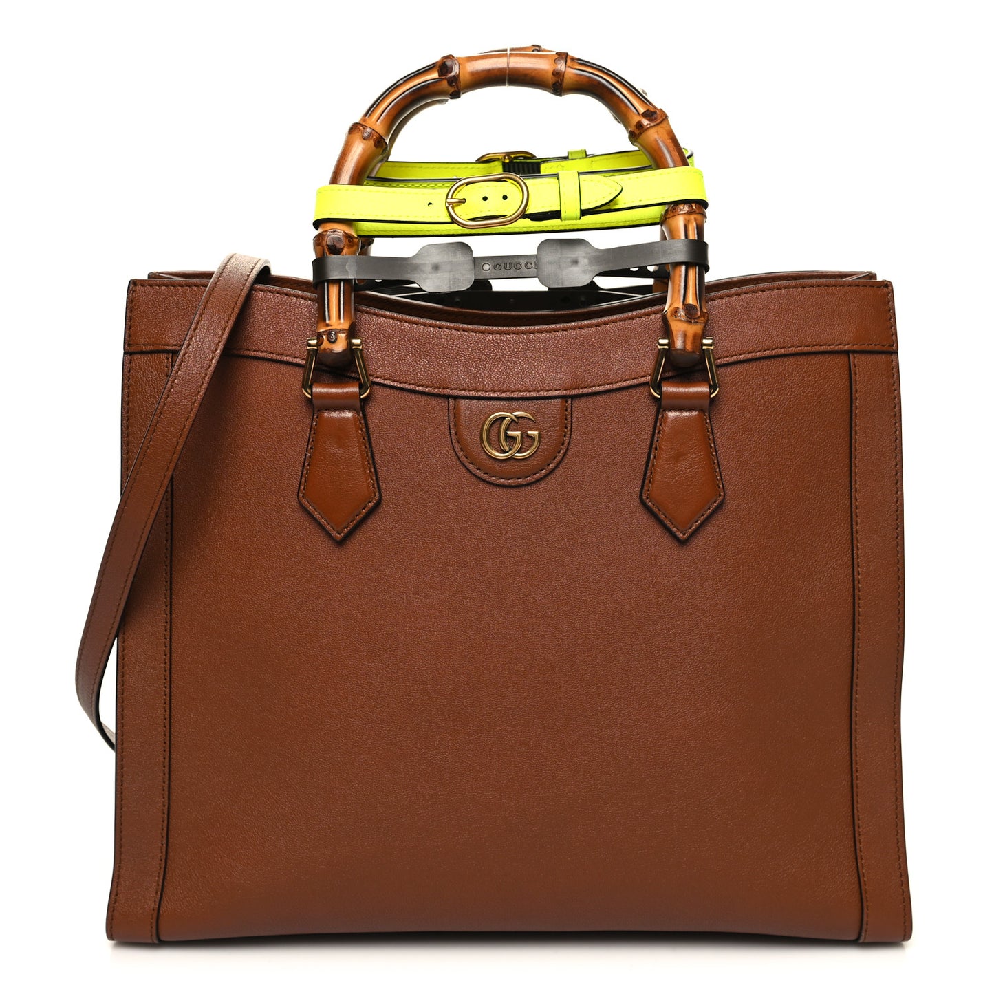 Wonka Grain Calfskin Medium Diana Tote Bag Cuir Yellow Fluo