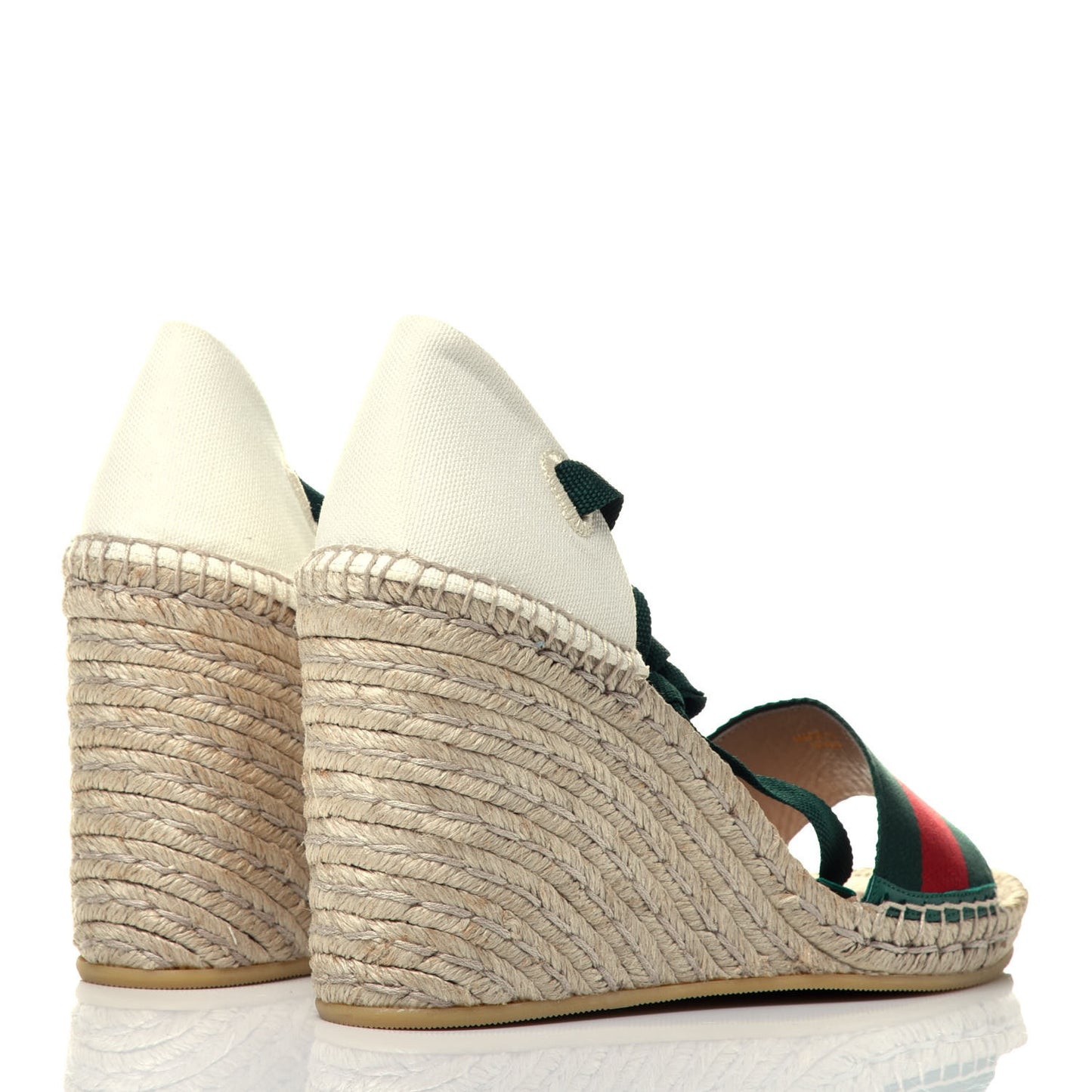 Canvas Malaga Kid Web Ankle Wrap Espadrille Wedge Sandals 40.5 Green Red Mystic White Emerald