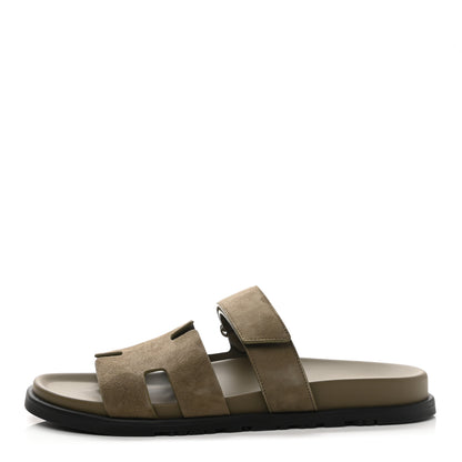 Hermes Suede Goatskin Chypre Sandals 44 Beige Sable 1 of 9