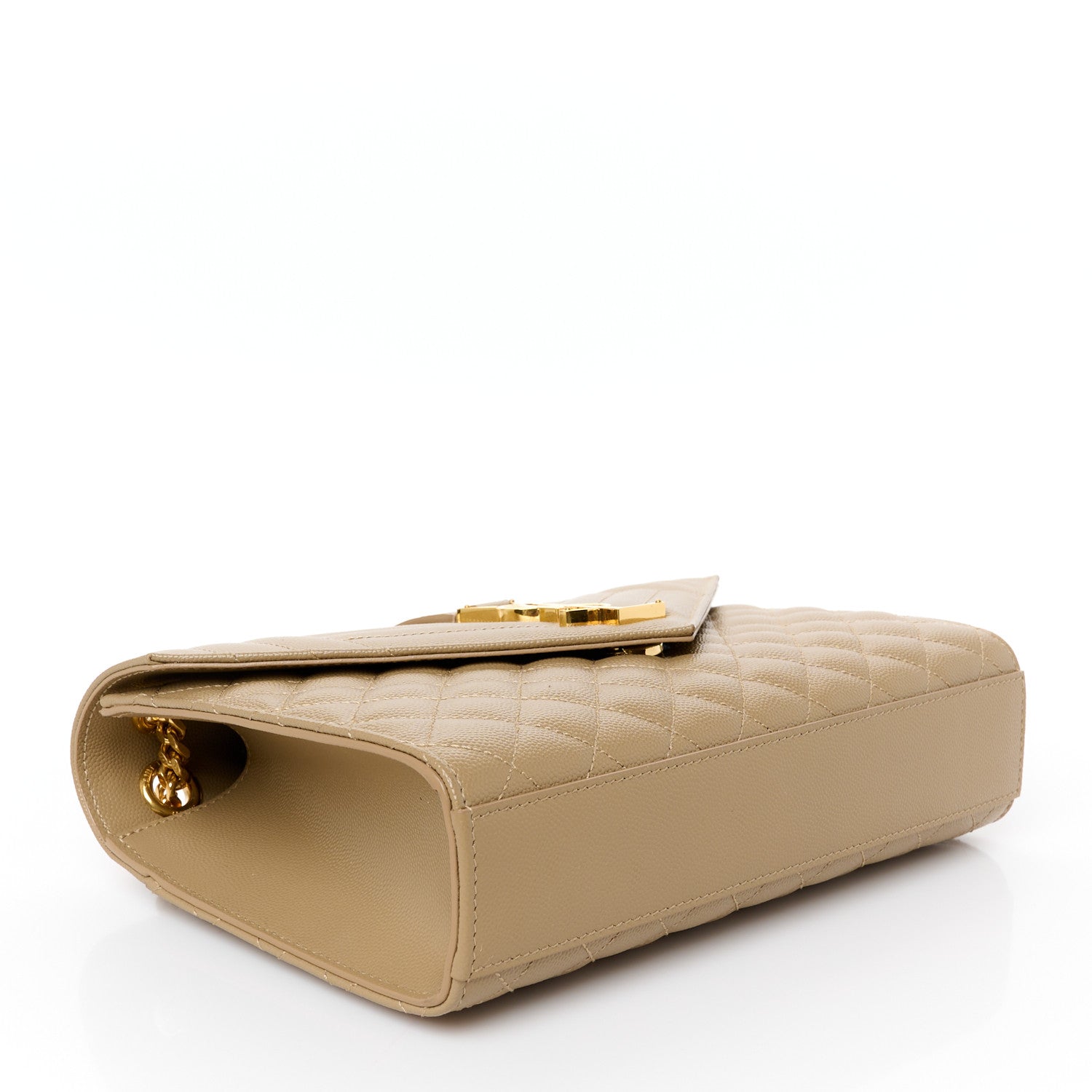 Saint Laurent Grain De Poudre Textured Mixed Matelasse Medium Triquilt Monogram Satchel Dark Latte 4 of 12
