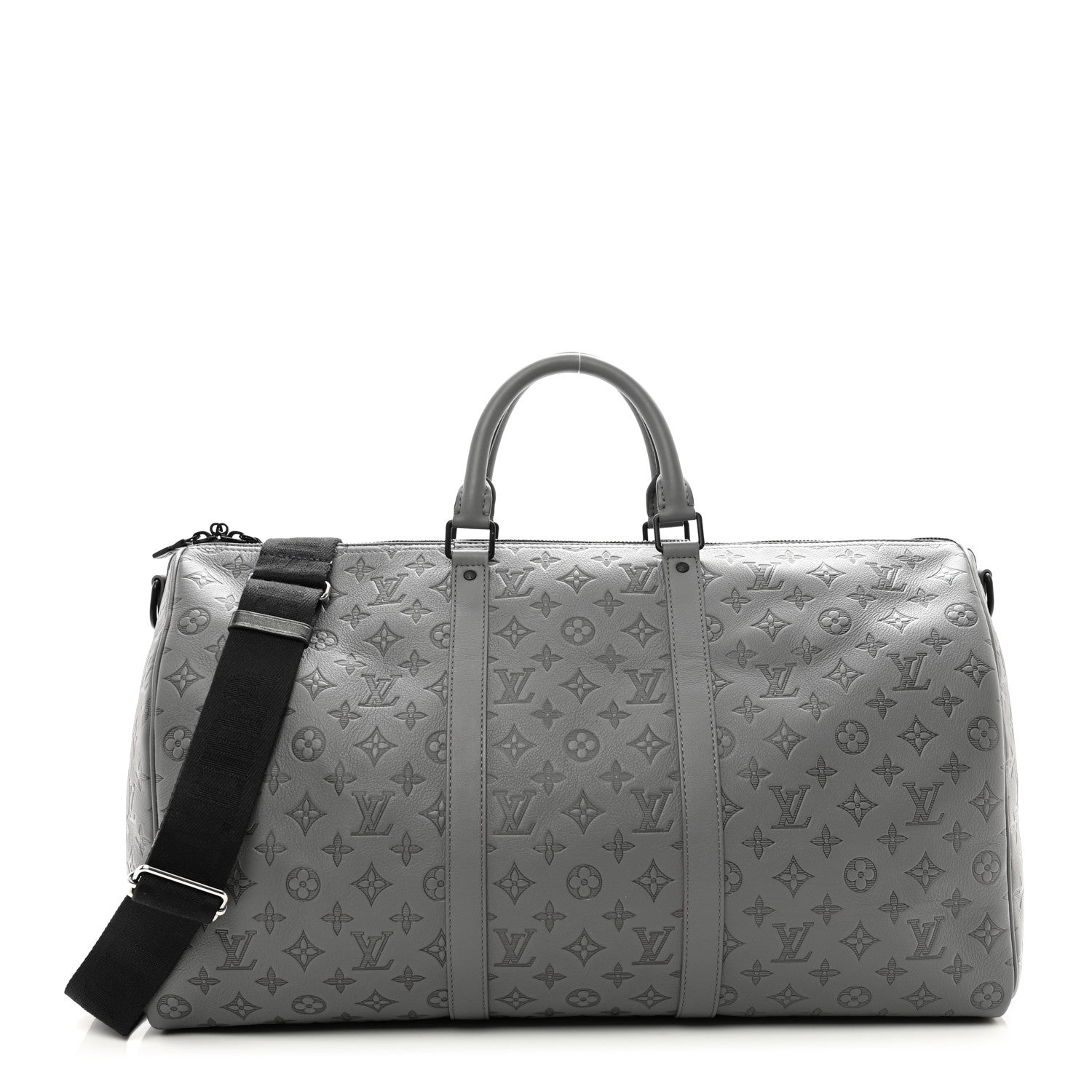 Louis Vuitton Calfskin Monogram Shadow Keepall Bandouliere 50 Anthracite Gray 1 of 8