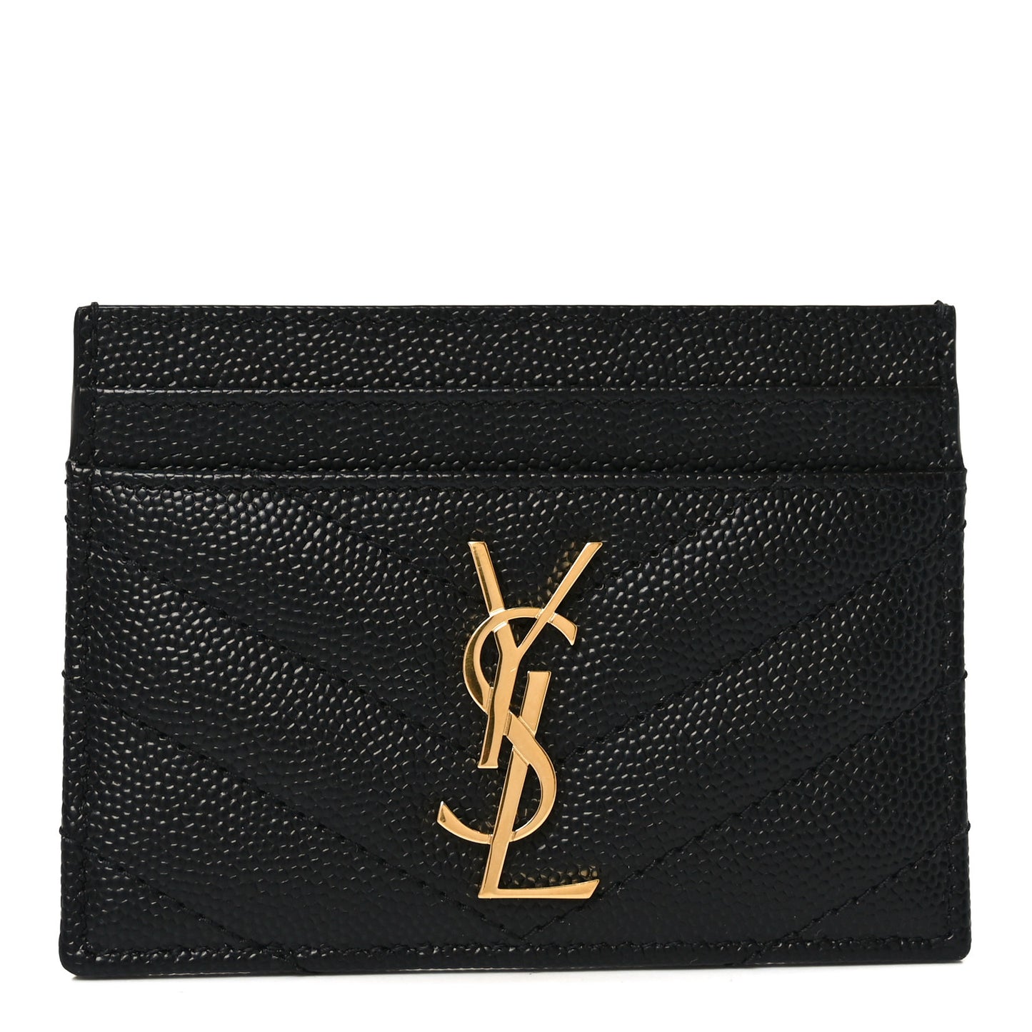 Grain De Poudre Matelasse Chevron Monogram Credit Card Case Black