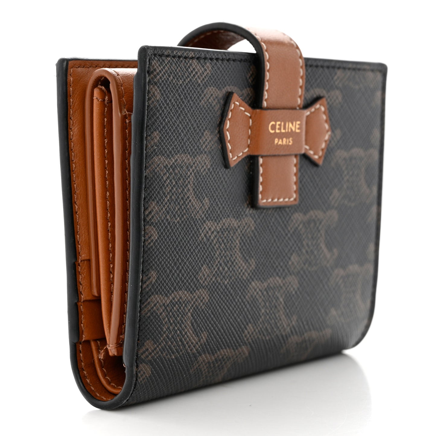 Canvas Triomphe Small Strap Wallet Tan