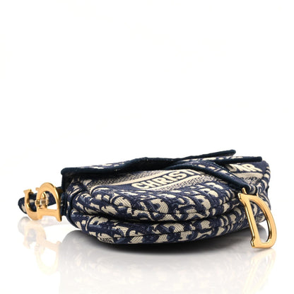 Christian Dior Oblique Embroidered Saddle Bag Blue 4 of 12